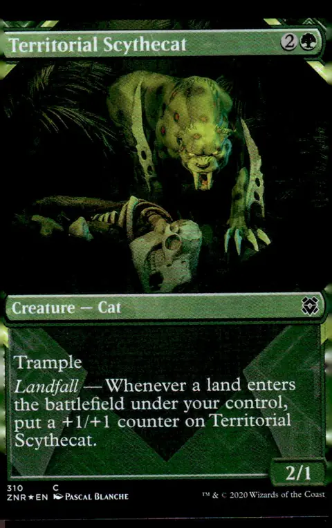 2020 Zendikar Rising (ZNR) #310 Territorial Scythecat – Showcase frame, Foil