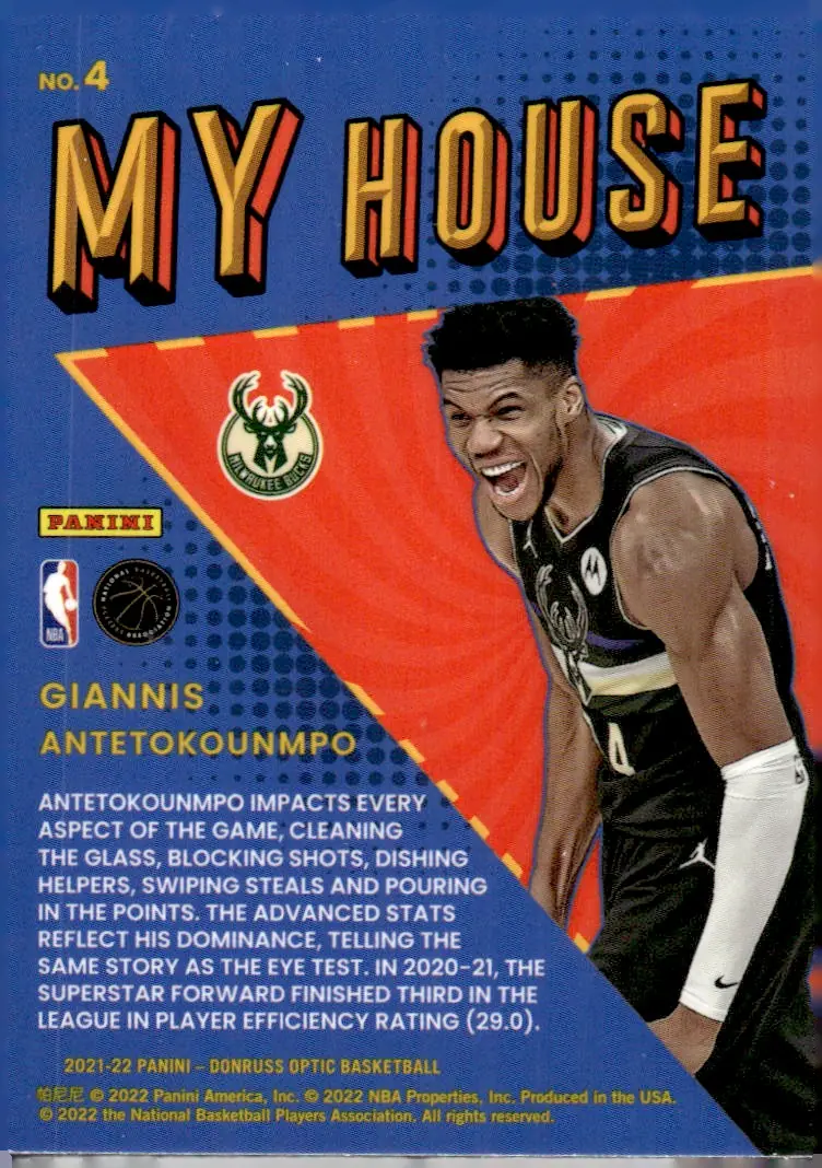 2021-22 Donruss Optic #4 Giannis Antetokounmpo (back)