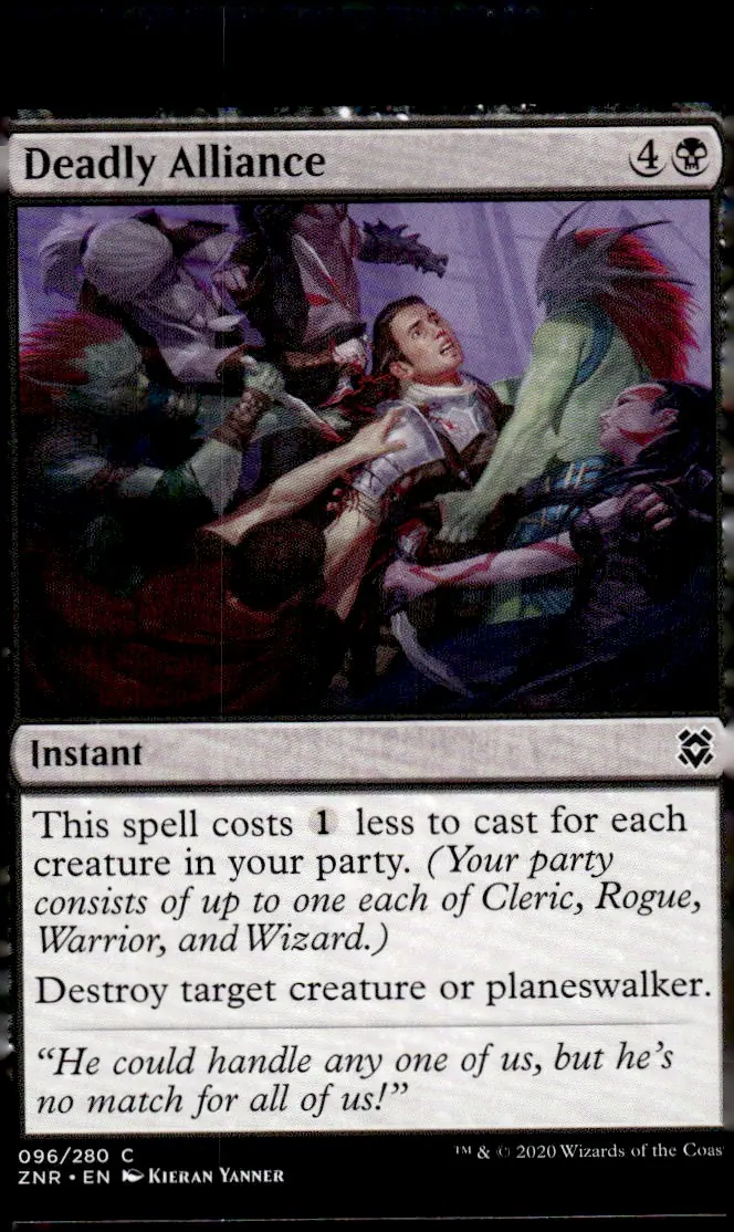 2020 Zendikar Rising (ZNR) #096/280 Deadly Alliance (front)