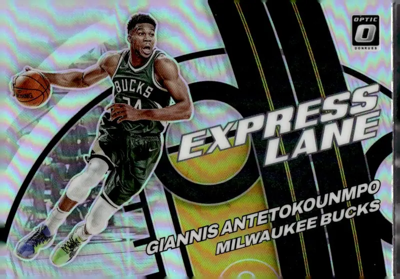 2021-22 Donruss Optic #3 Giannis Antetokounmpo – Holo Prizm (front)