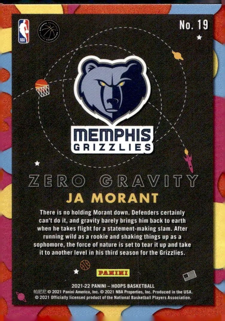 2021-22 NBA Hoops #19 Ja Morant (back)