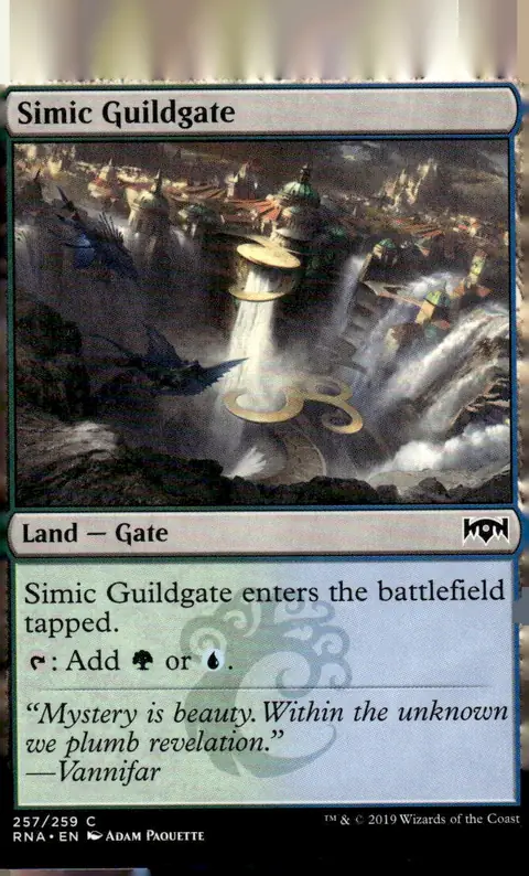 2019 Ravnica Allegiance (RNA) #257/259 Simic Guildgate (card name); art by Adam Paquette
