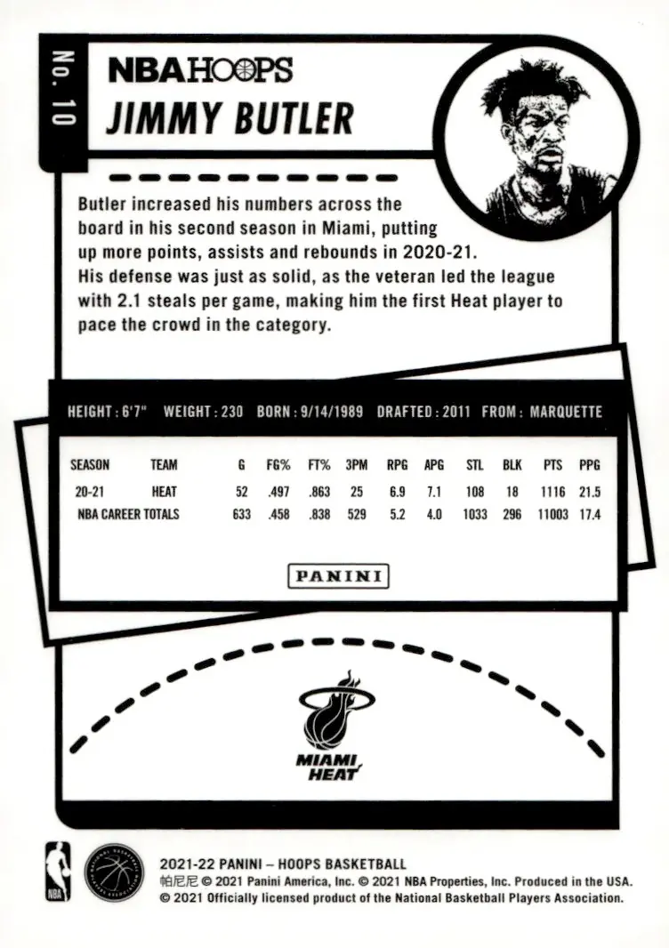 2021-22 NBA Hoops #10 Jimmy Butler (back)