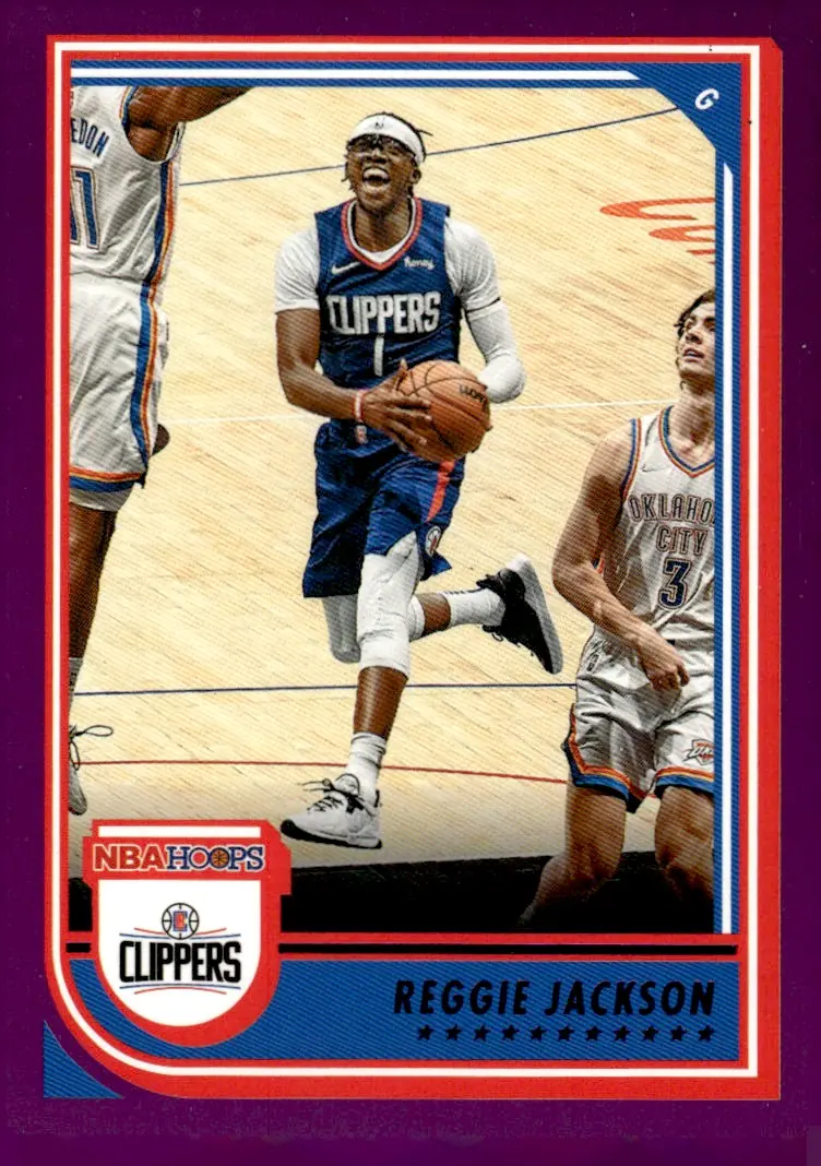 2022-23 NBA Hoops #179 Reggie Jackson – Purple (front)