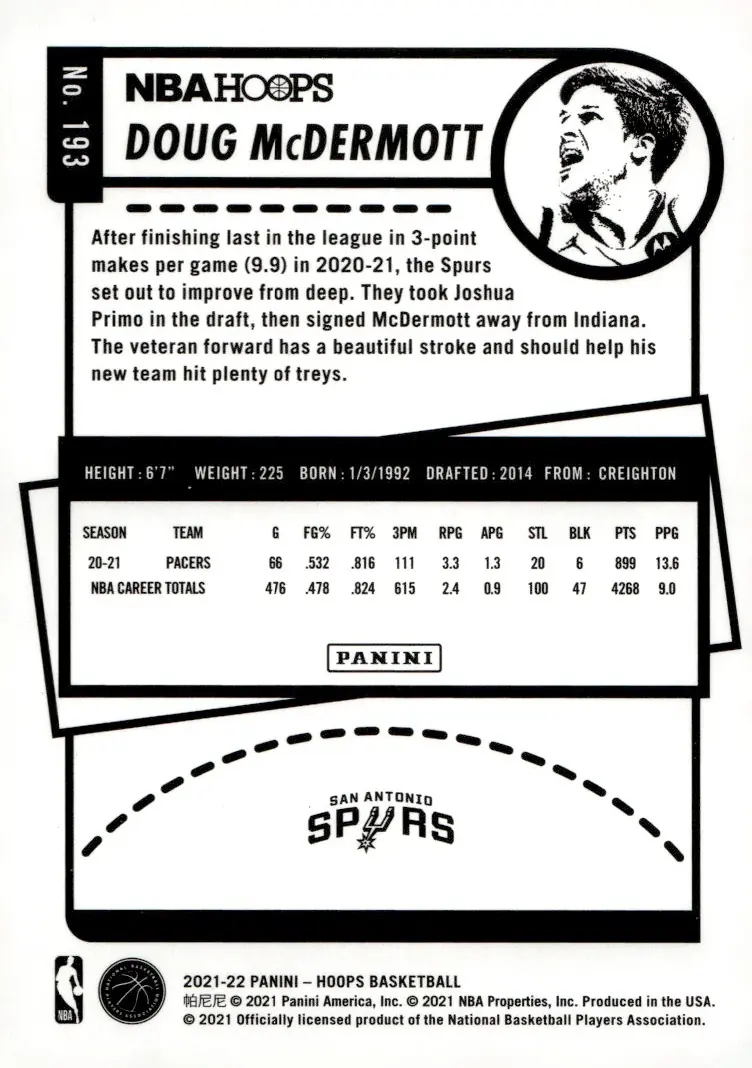 2021-22 NBA Hoops #193 Doug McDermott (back)