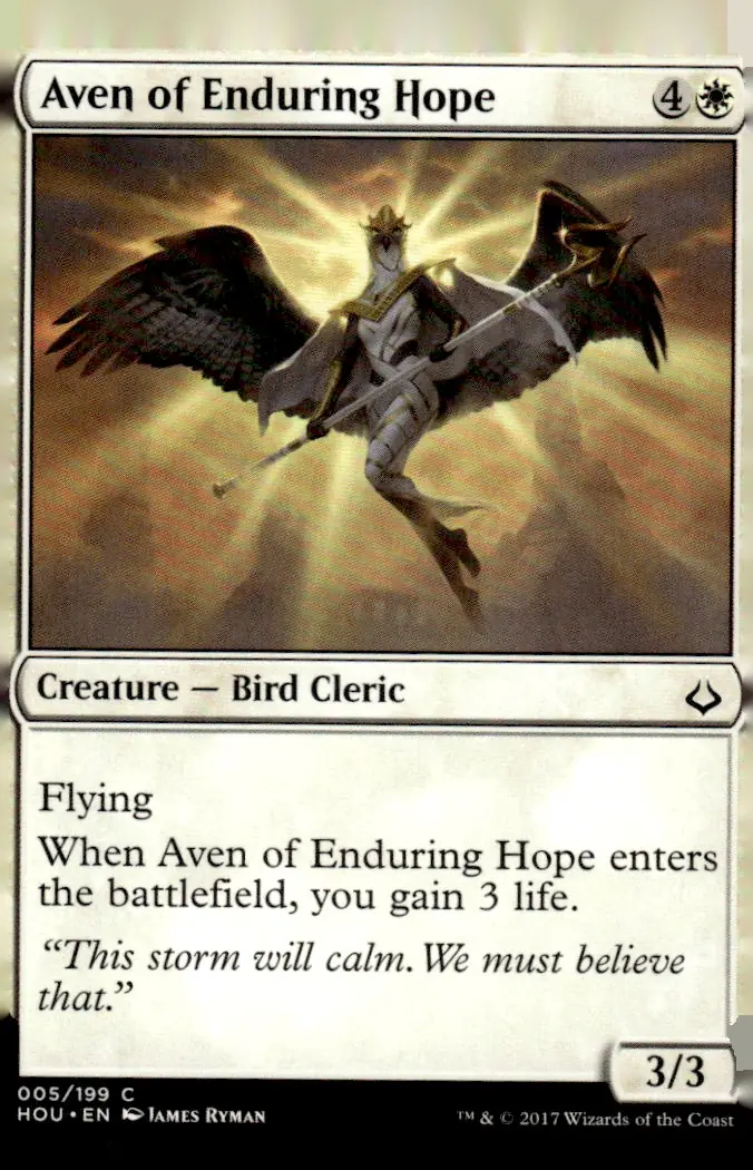 2017 Magic: The Gathering - Hour of Devastation (HOU) #005/199 Aven of Enduring Hope (front)