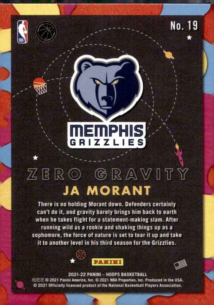 2021-22 NBA Hoops #19 Ja Morant (back)