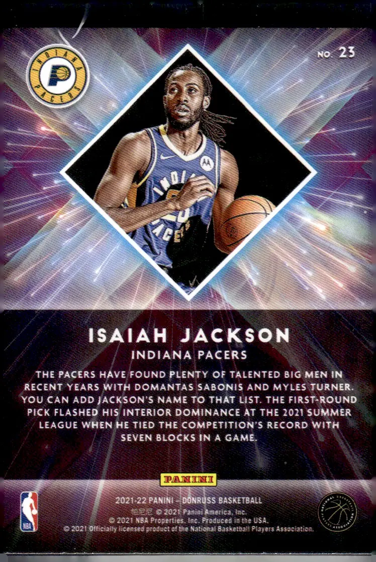 2021-22 Donruss Basketball #23 Isaiah Jackson (back)