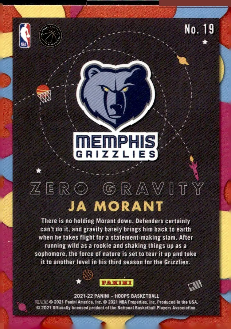 2021-22 NBA Hoops #19 Ja Morant (back)