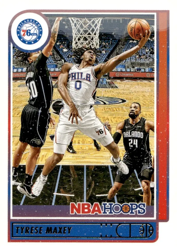 2021-22 NBA Hoops #57 Tyrese Maxey (front)