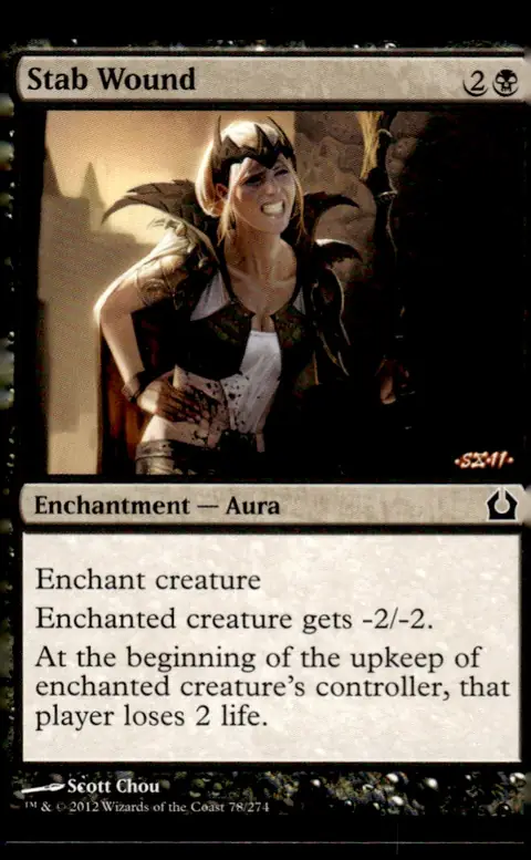 2012 Return to Ravnica #78/274 Stab Wound (Enchantment — Aura); art by Scott Chou