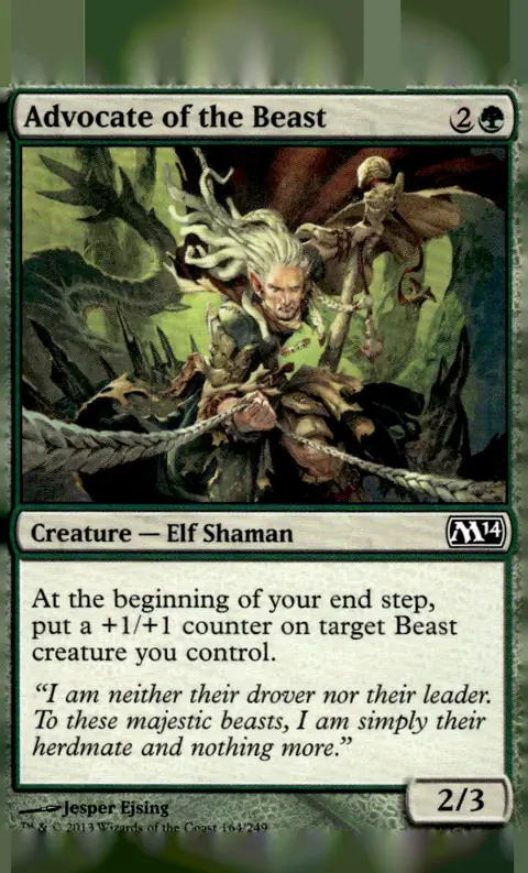2013 Magic 2014 Core Set (M14) #164/249 Advocate of the Beast (Creature — Elf Shaman, 2/3); art by Jesper Ejsing