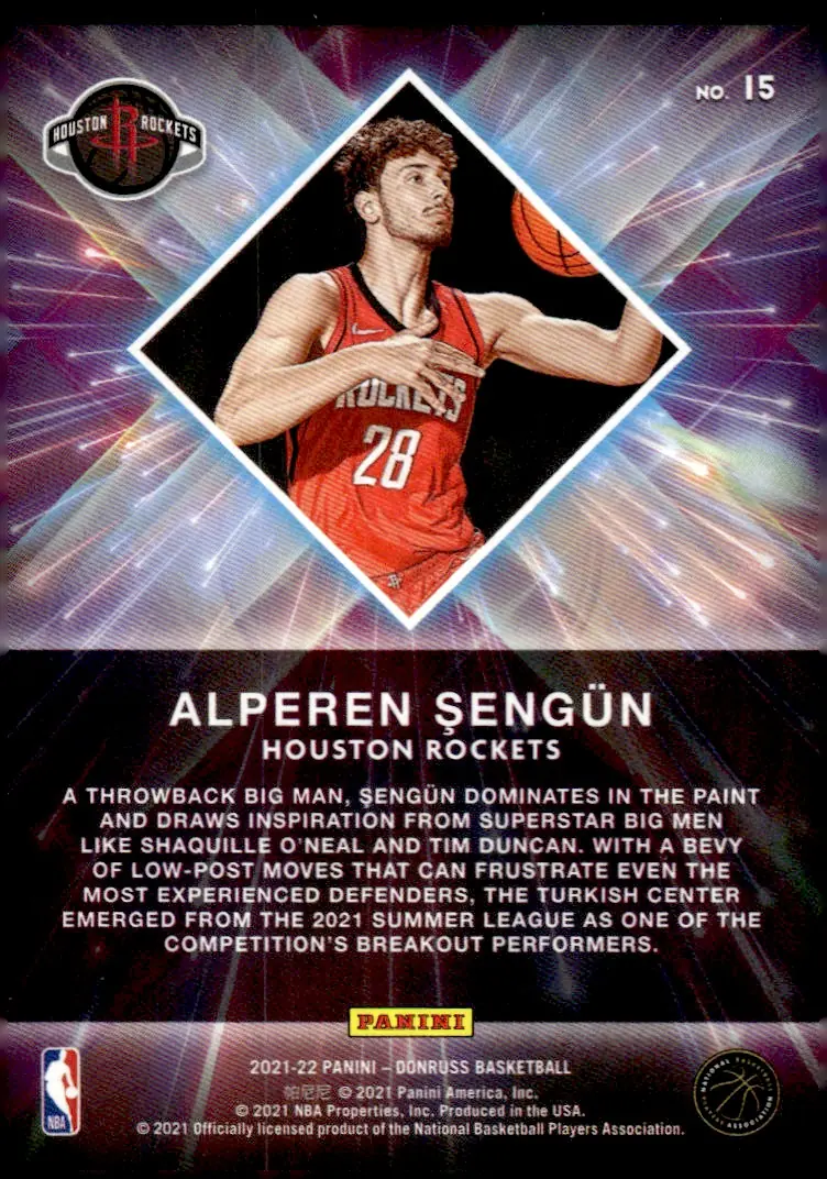 2021-22 Panini Donruss Basketball #15 Alperen Şengün (back)