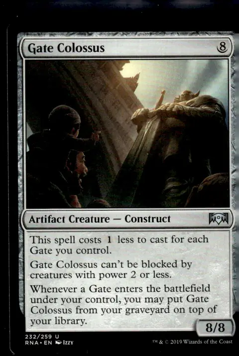 2019 Ravnica Allegiance (RNA) #232/259 Gate Colossus (card name); art by Izzy