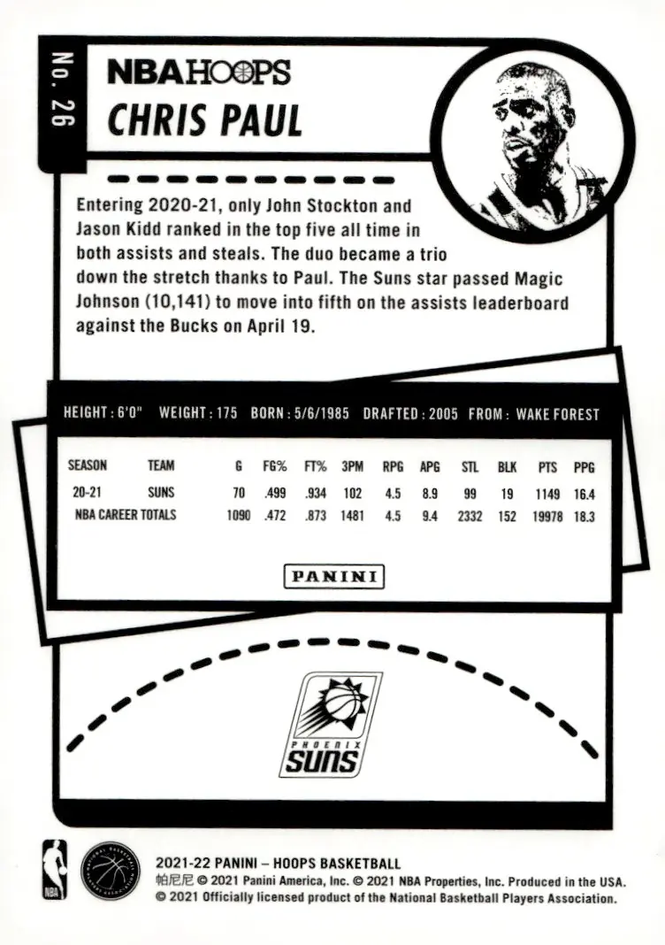 2021-22 NBA Hoops #26 Chris Paul (back)
