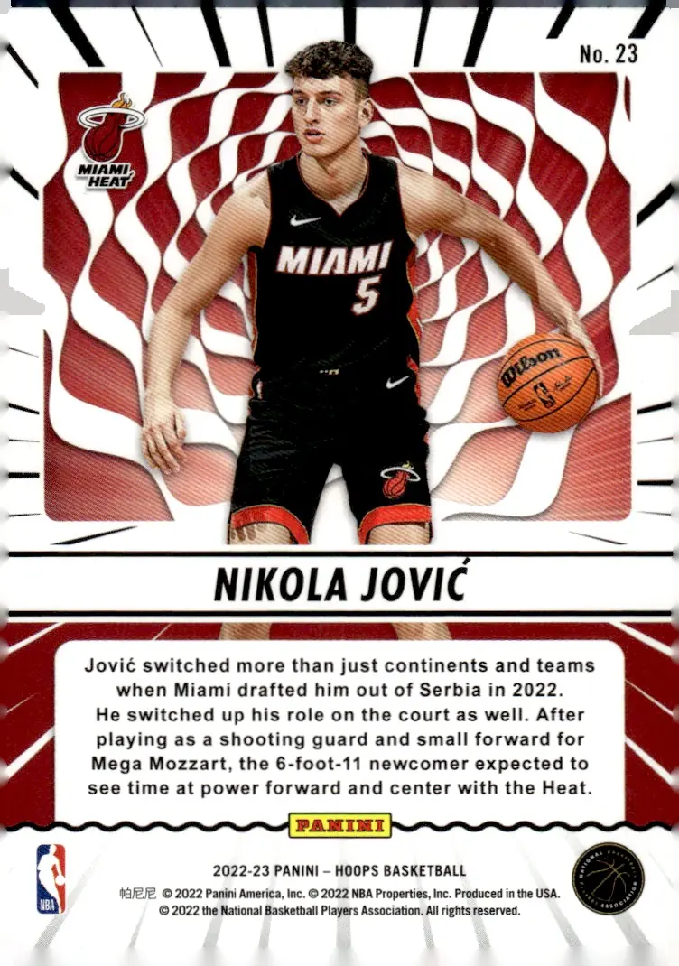 2022-23 NBA Hoops #23 Nikola Jović (back)