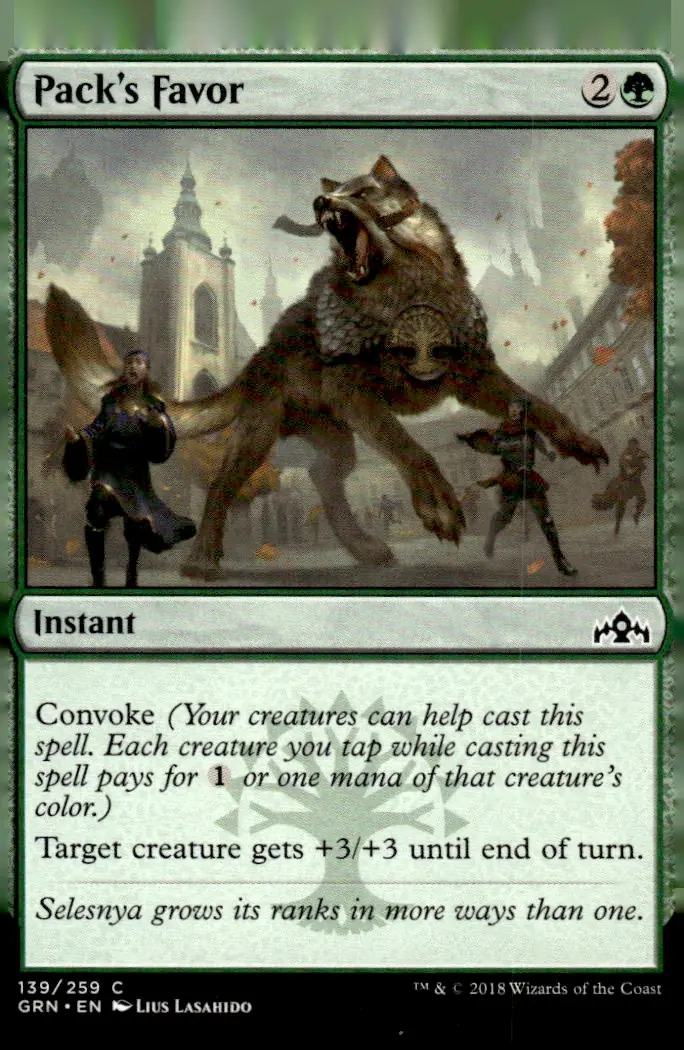 2018 Guilds of Ravnica (GRN) #139/259 Pack's Favor (front)