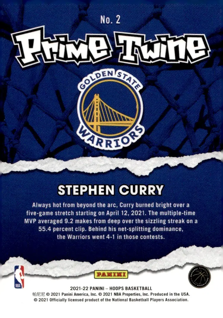 2021-22 NBA Hoops #2 Stephen Curry (back)