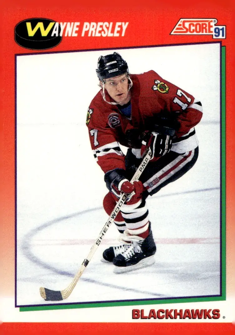 1991-92 Score Canadian (English) #221 Wayne Presley (front)