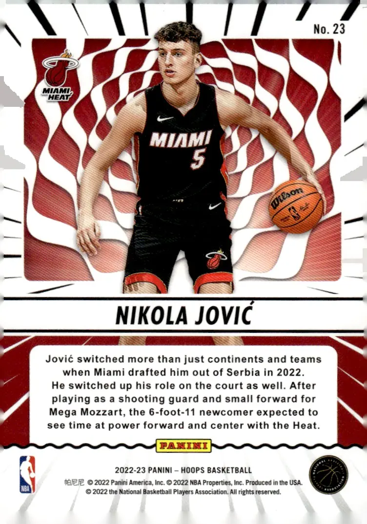 2022-23 NBA Hoops #23 Nikola Jović (back)