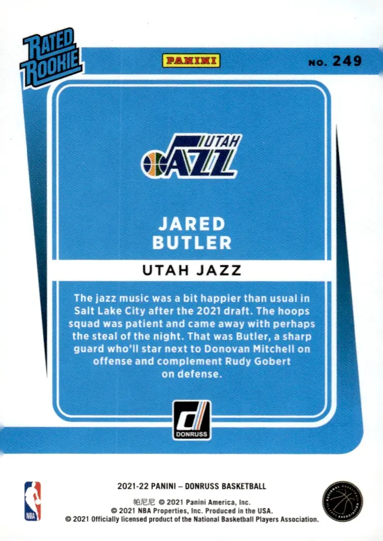 2021-22 Donruss #249 Jared Butler (back)