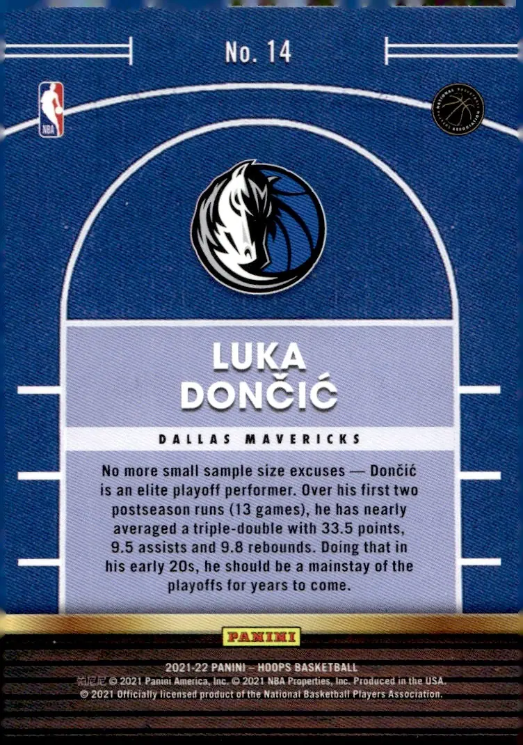 2021-22 NBA Hoops #14 Luka Dončić (back)