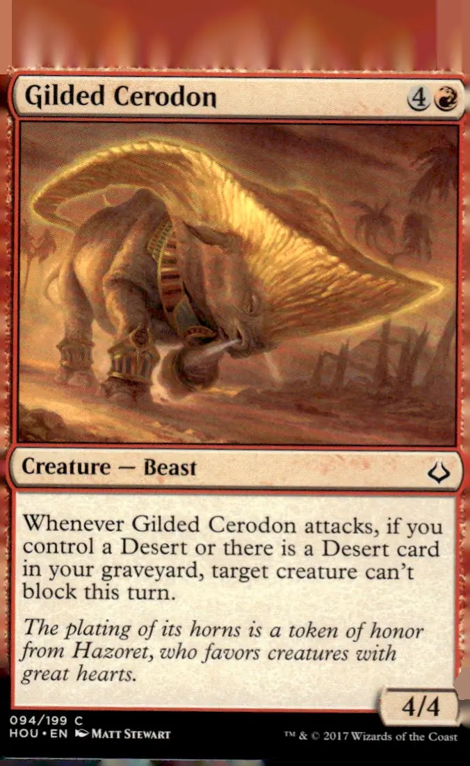 2017 Magic: The Gathering - Hour of Devastation (HOU) #094/199 Gilded Cerodon (front)