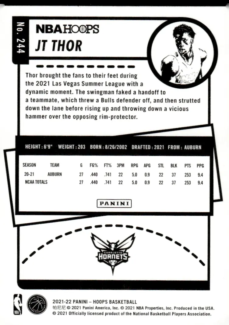 2021-22 NBA Hoops #244 JT Thor (back)