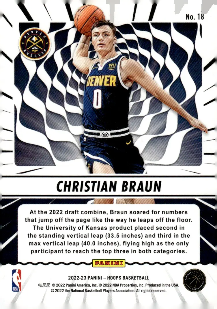 2022-23 NBA Hoops #18 Christian Braun (back)