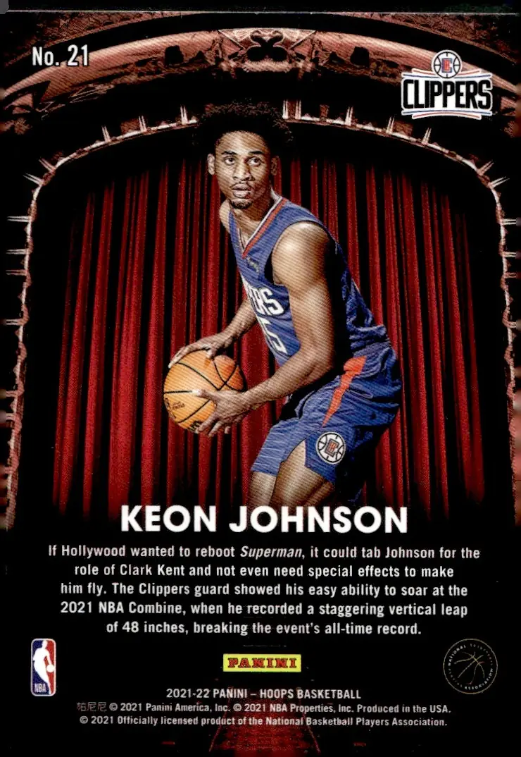 2021-22 NBA Hoops #21 Keon Johnson (back)
