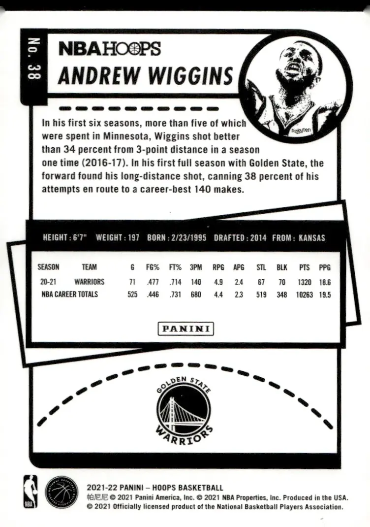 2021-22 NBA Hoops #38 Andrew Wiggins (back)