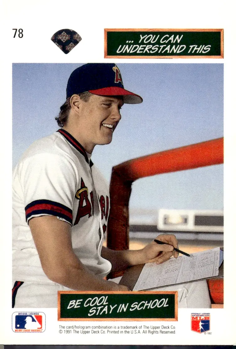 1992 Upper Deck #78 Jim Abbott (back)