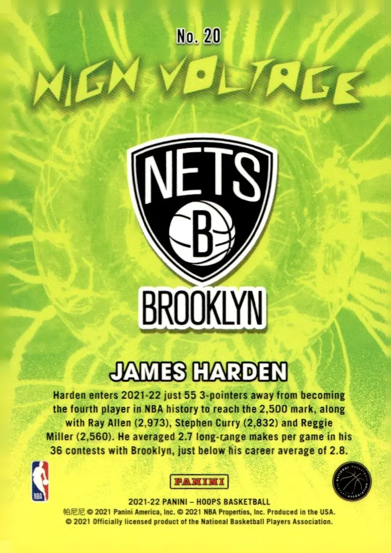2021-22 NBA Hoops #20 James Harden (back)