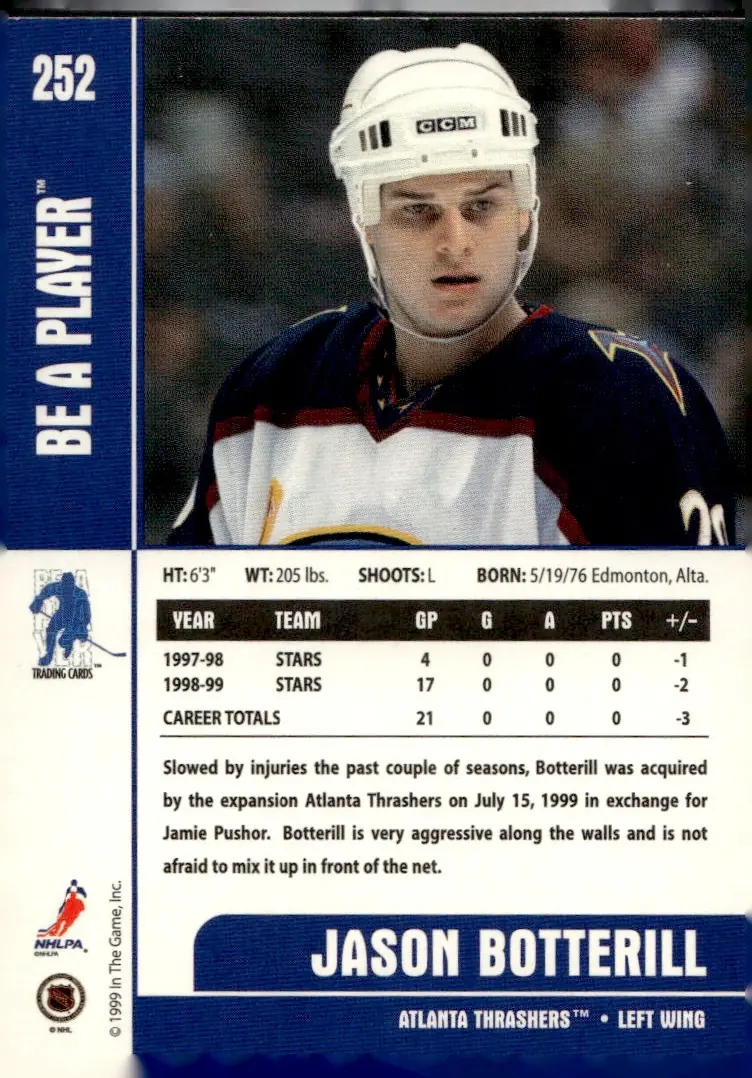 1999-00 Be A Player Memorabilia #252 Jason Botterill (back)