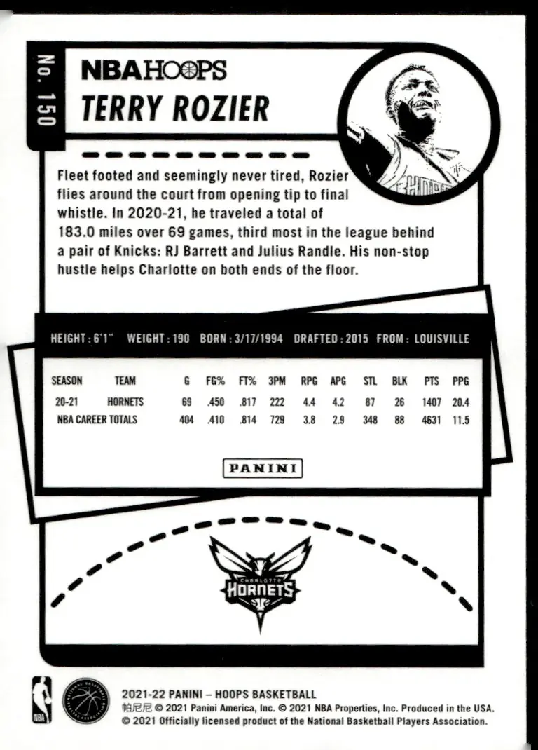 2021-22 NBA Hoops #150 Terry Rozier (back)