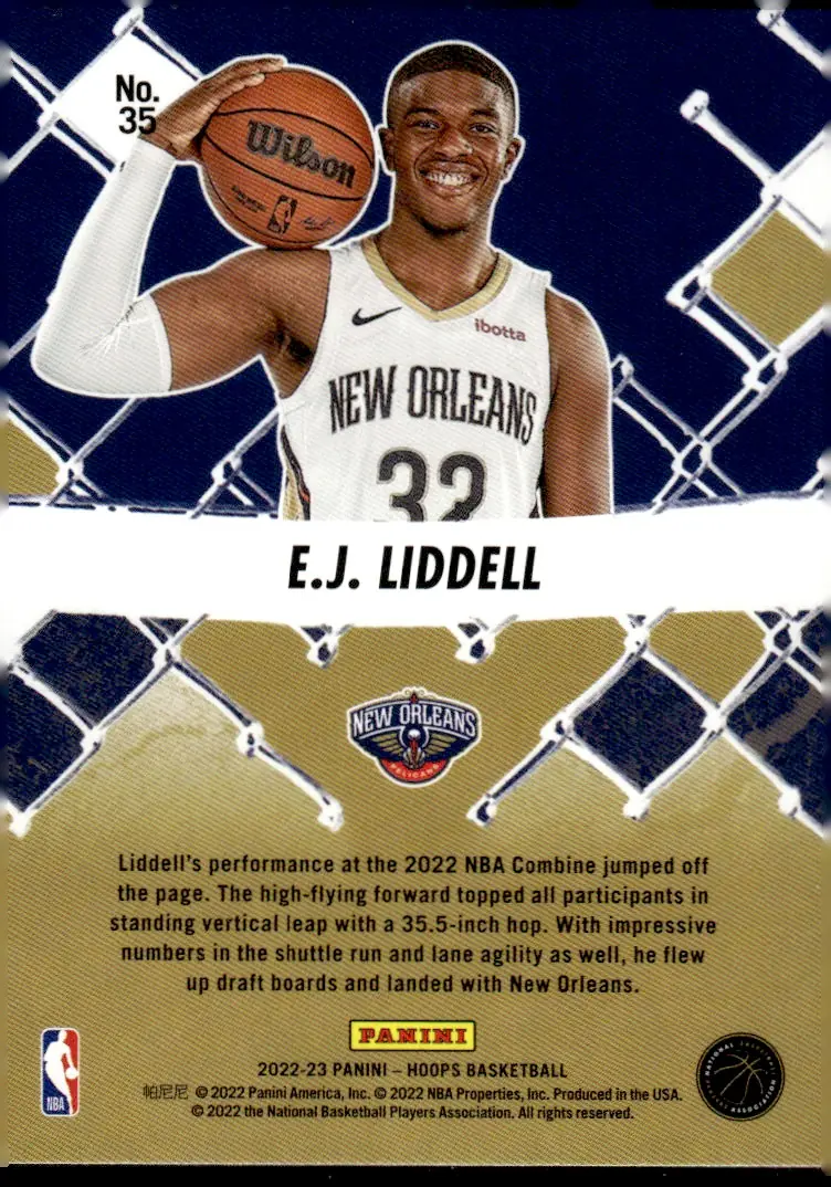 2022-23 NBA Hoops #35 E.J. Liddell (back)