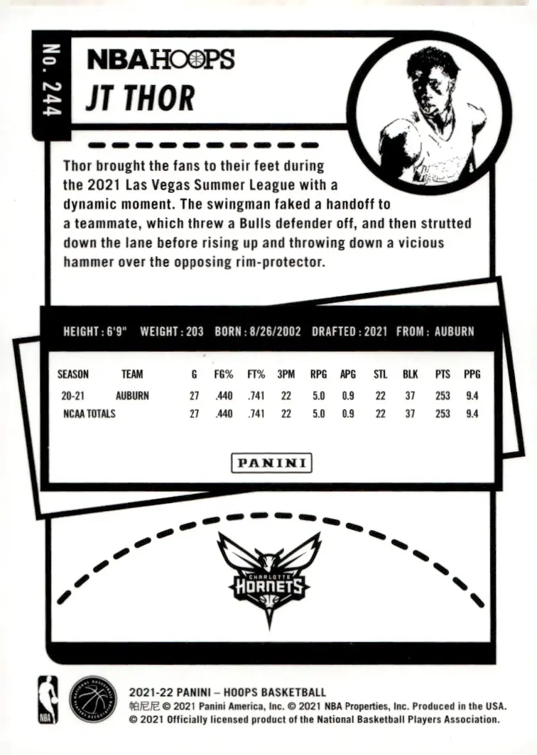 2021-22 NBA Hoops #244 JT Thor (back)