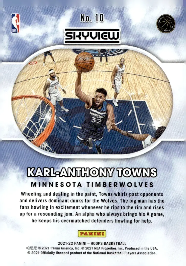 2021-22 NBA Hoops #10 Karl-Anthony Towns (back)