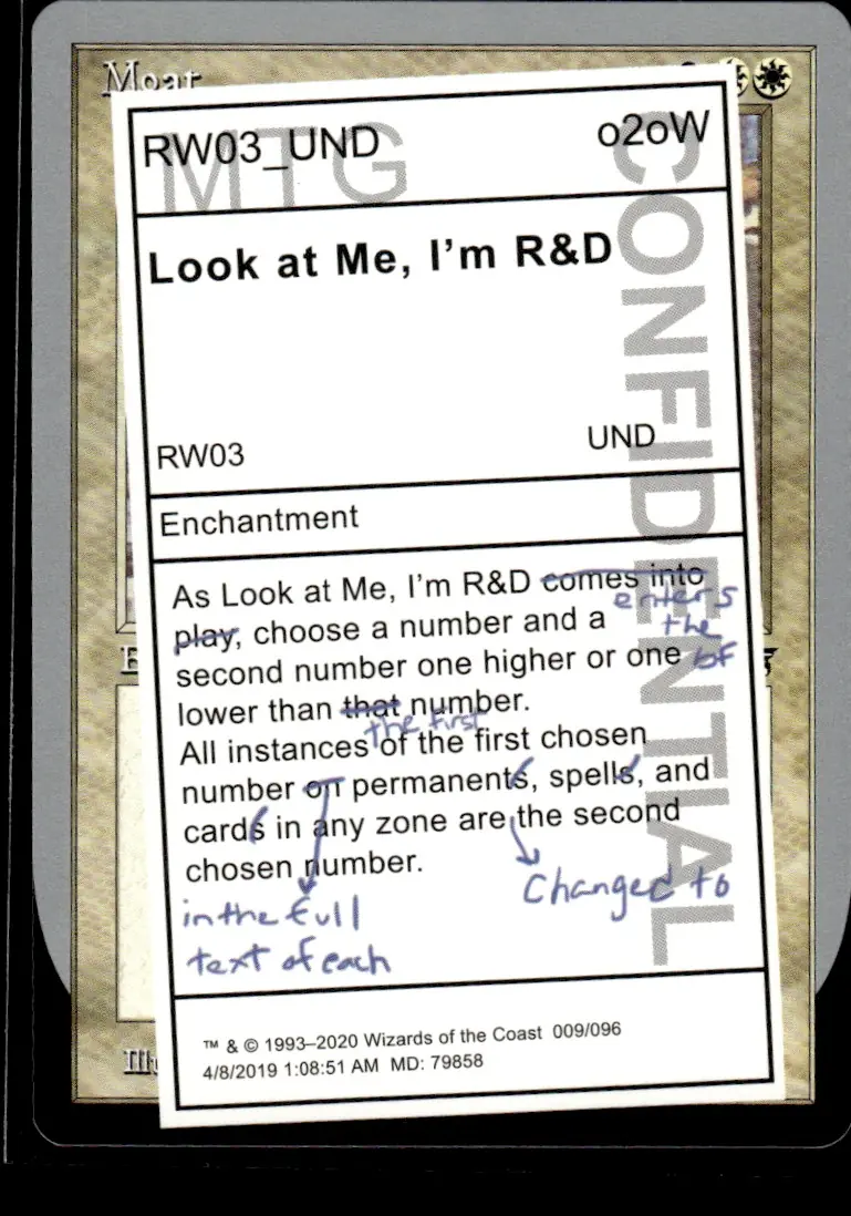 2021 Mystery Booster: Convention Edition (2021) - Playtest Cards (CMB2) #009/096 (RW03_UND) Look at Me, I'm R&D (front)