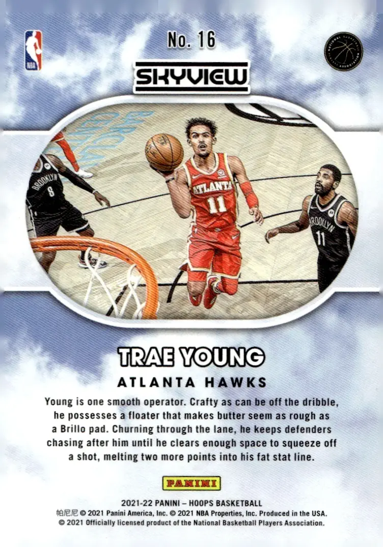 2021-22 NBA Hoops #16 Trae Young – Holo (back)