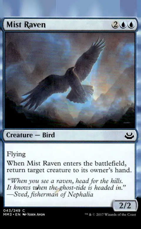 2017 Magic: The Gathering - Modern Masters 2017 (MM3) #043/249 Mist Raven (Creature — Bird); art by John Avon