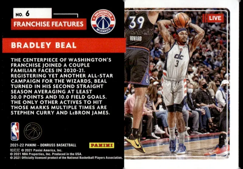 2021-22 Donruss Basketball #6 Bradley Beal (back)