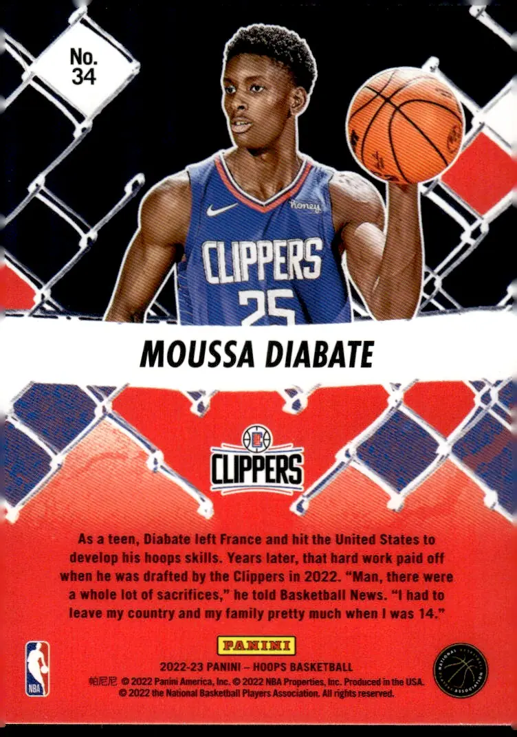 2022-23 NBA Hoops #34 Moussa Diabate (back)