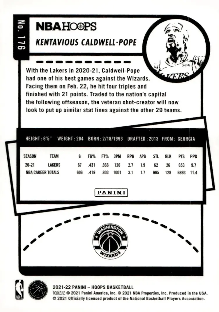 2021-22 NBA Hoops #176 Kentavious Caldwell-Pope (back)