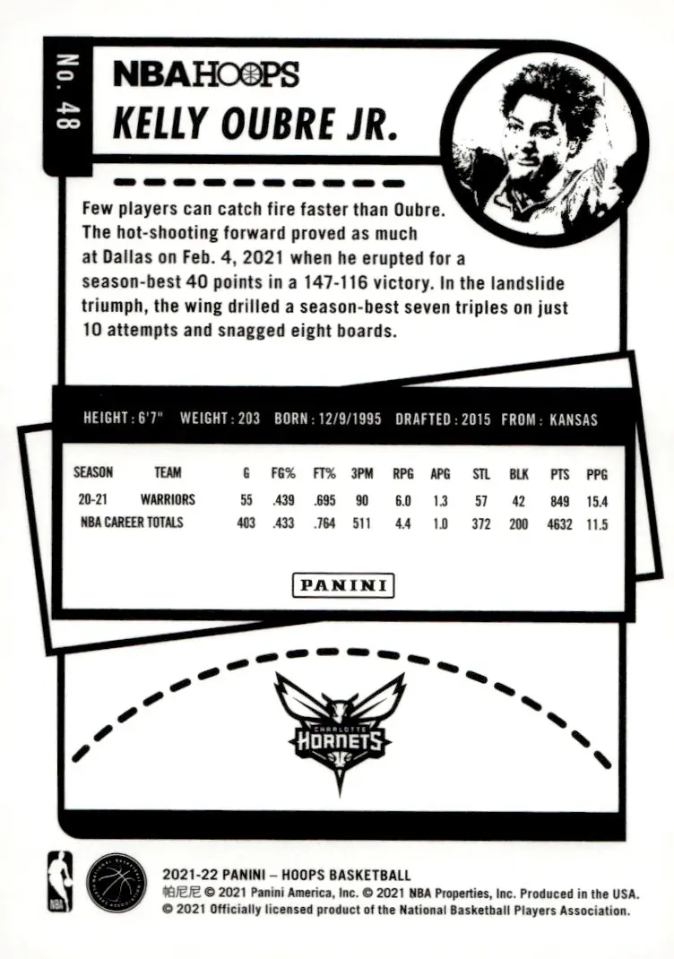 2021-22 NBA Hoops #48 Kelly Oubre Jr. (back)