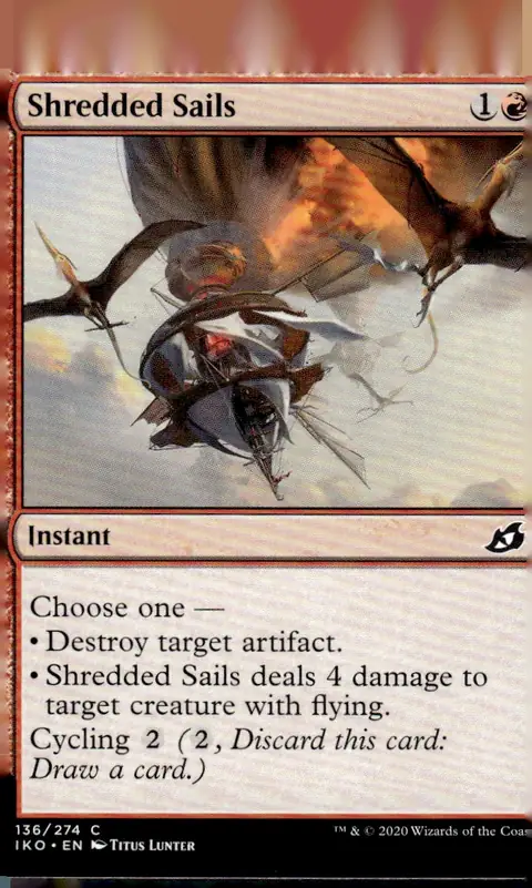 2020 Ikoria: Lair of Behemoths (IKO) #136/274 Shredded Sails (Instant) — art by Titus Lunter