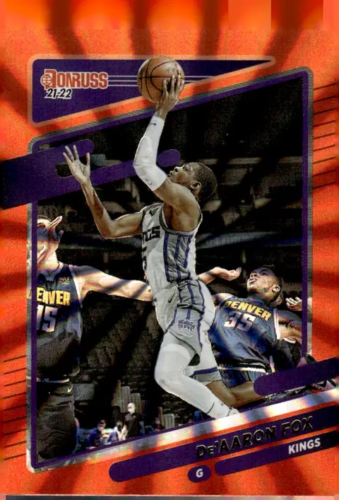 2021-22 Donruss Basketball #126 De'Aaron Fox – Holo Purple Laser
