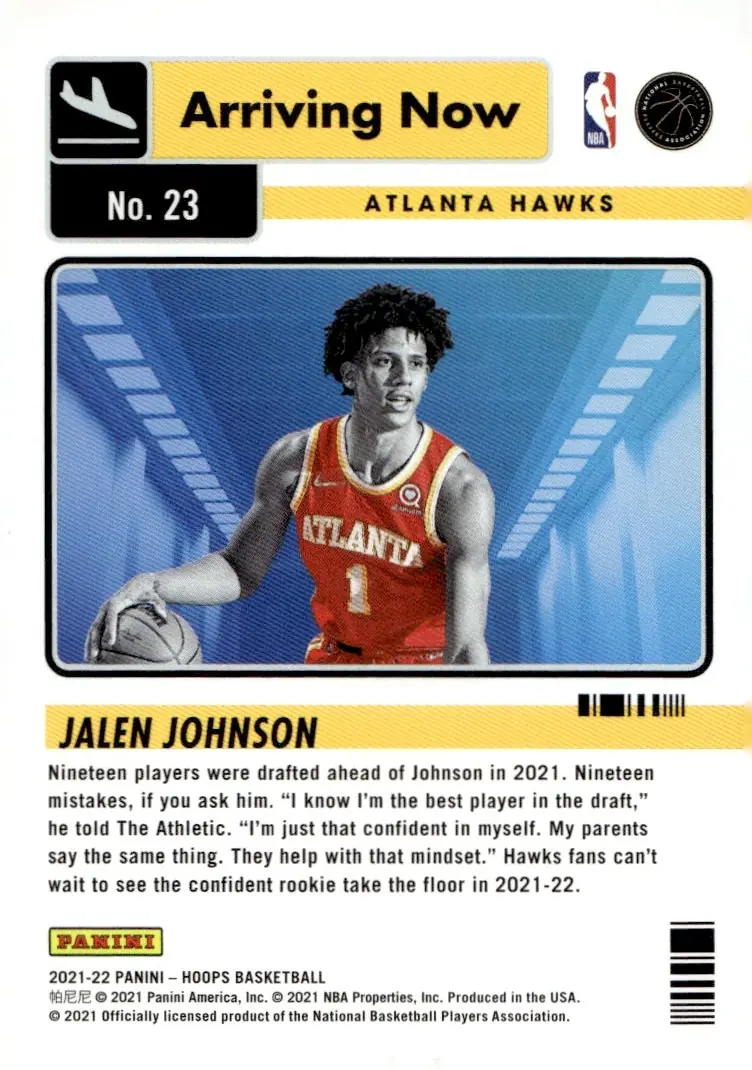 2021-22 NBA Hoops #23 Jalen Johnson (back)