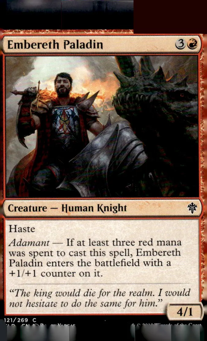 2019 Throne of Eldraine (ELD) #121/269 Embereth Paladin (front)