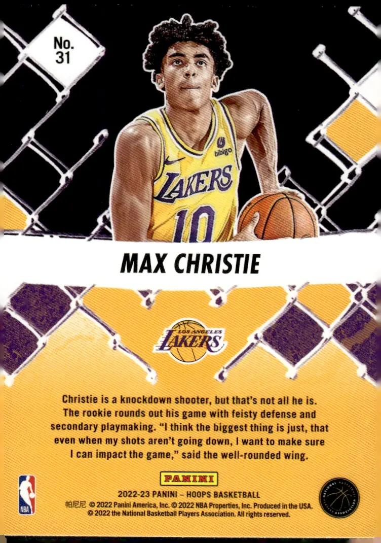 2022-23 NBA Hoops #31 Max Christie (back)